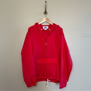 Vintage Red Hooded Pullover Jacket- L